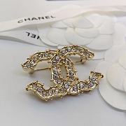 Chanel Large Crystal  CC brooch gold tone hardware - 3