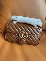 GUCCI  Super Mini Leather GG Marmont Shoulder Bag Brown Size 22 cm - 1