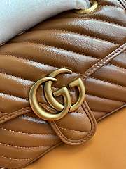 GUCCI  Super Mini Leather GG Marmont Shoulder Bag Brown Size 22 cm - 5