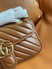 GUCCI  Super Mini Leather GG Marmont Shoulder Bag Brown Size 22 cm - 2