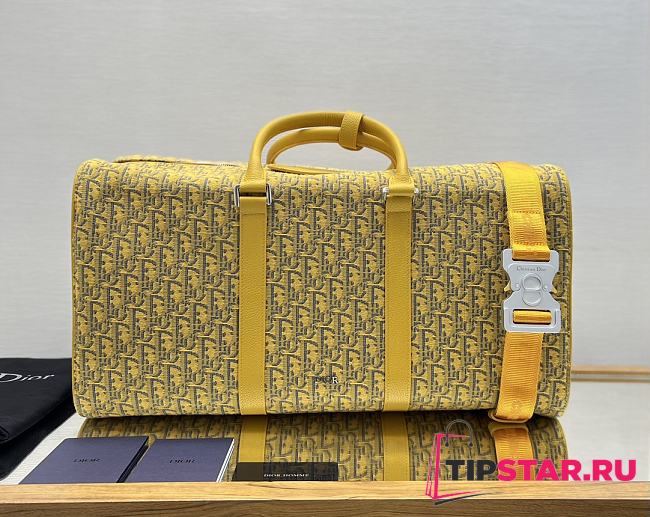 Christian Dior Lingot Duffle Bag Oblique Jacquard 50 Yellow Size 50x25x21.5 cm - 1