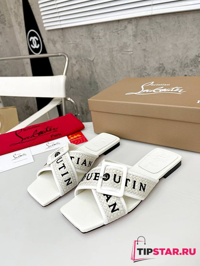 Christian Louboutin Women's White Crossimule Leather Sandal - 1