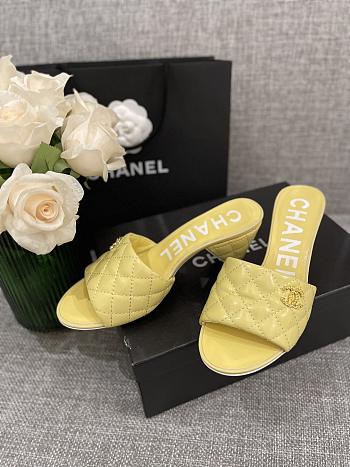Chanel Mules 2022 Yellow Shiny Leather