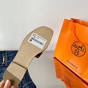 Hermes Oran with Denim Canvas Sandal Blue Brut /Brown - 4