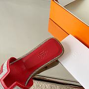 Hermes Oran with Denim Canvas Sandal Brut /Red - 2
