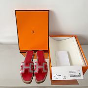 Hermes Oran with Denim Canvas Sandal Brut /Red - 5