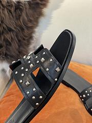 Hermès Oran Stud h cut-out sandals in calf leather Black - 3