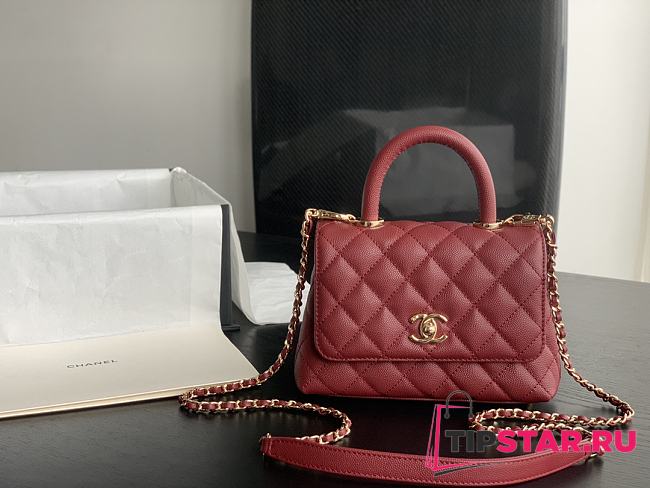 Chanel Coco handle Red Caviar Leather Size 19 cm - 1