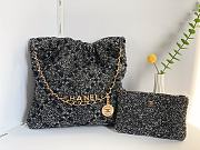 CHANEL 22 Handbag Tweed Patchwork & Gold-Tone Metal Gray&Black Size 38x42x8 cm - 1