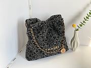CHANEL 22 Handbag Tweed Patchwork & Gold-Tone Metal Gray&Black Size 38x42x8 cm - 4