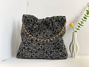 CHANEL 22 Handbag Tweed Patchwork & Gold-Tone Metal Gray&Black Size 38x42x8 cm - 3