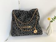 CHANEL 22 Handbag Tweed Patchwork & Gold-Tone Metal Gray&Black Size 38x42x8 cm - 2