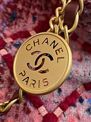 CHANEL 22 Handbag Tweed Patchwork & Gold-Tone Metal Pink Size 38x42x8 cm - 6