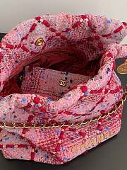 CHANEL 22 Handbag Tweed Patchwork & Gold-Tone Metal Pink Size 38x42x8 cm - 3