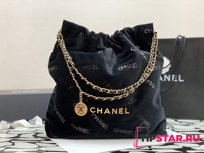 CHANEL Hobo bag  Velvet, Sequins & Gold-Tone Metal Black Size 48x45x10 cm - 1