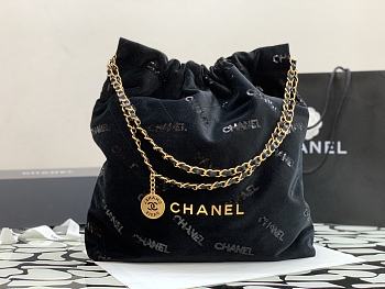 CHANEL Hobo bag  Velvet, Sequins & Gold-Tone Metal Black Size 48x45x10 cm