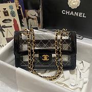 Chanel Clear Quilted Vinyl and Black Patent Leather Maxi Flap Bag Gold Hardware Size 25.5x16.5x6 cm - 1