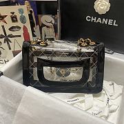 Chanel Clear Quilted Vinyl and Black Patent Leather Maxi Flap Bag Gold Hardware Size 25.5x16.5x6 cm - 3