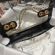 Chanel Clear Quilted Vinyl and Black Patent Leather Maxi Flap Bag Gold Hardware Size 25.5x16.5x6 cm - 2