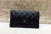 Chanel Classic Quilted Long Flap Wallet Black Caviar Size 18.5x10 cm - 1