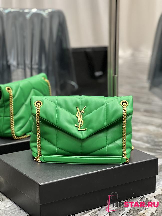 YSL Loulou Puffer Leather Shoulder Bag Green Size 29x17x11 cm - 1