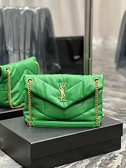 YSL Loulou Puffer Leather Shoulder Bag Green Size 29x17x11 cm - 1