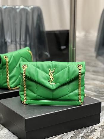 YSL Loulou Puffer Leather Shoulder Bag Green Size 29x17x11 cm