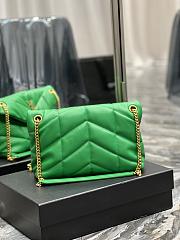 YSL Loulou Puffer Leather Shoulder Bag Green Size 29x17x11 cm - 3