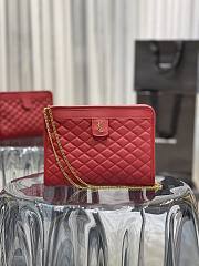 SAINT LAURENT Vintage Quilted YSL Chain Clutch Bag Red Size 23x16x5 cm - 1