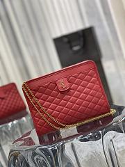 SAINT LAURENT Vintage Quilted YSL Chain Clutch Bag Red Size 23x16x5 cm - 5