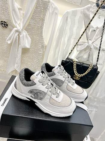 Chanel TRAINERS Fabric & Suede Calfskin Ivory, Light Gray & White
