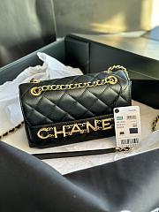 Chanel Logo Enchained Flap Bag Quilted Calfskin Medium 15x21x8 cm - 1
