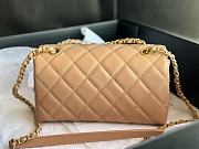 Chanel Logo Enchained Flap Bag Quilted Calfskin Medium Beige Size 15x21x8 cm - 4