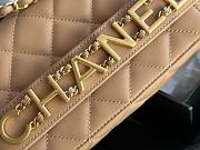 Chanel Logo Enchained Flap Bag Quilted Calfskin Medium Beige Size 15x21x8 cm - 3