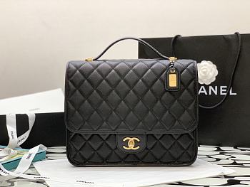 Chanel Backpack Patent Lambskin & Gold-Tone Metal Black Size 31.5x31x9 cm