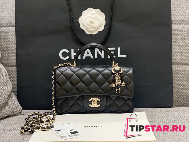 Chane Black Flap Bag Limited Edition Lion Charm Size 20 X 14 X 7 Cm - 1