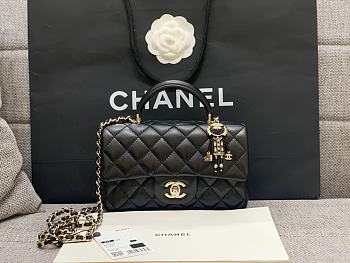 Chane Black Flap Bag Limited Edition Lion Charm Size 20 X 14 X 7 Cm
