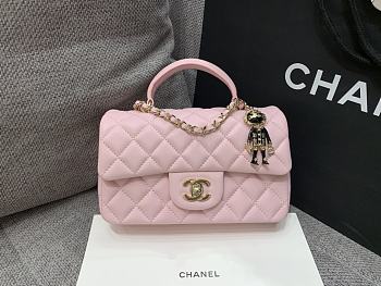 Chane Pink Flap Bag Limited Edition Lion Charm Size 20 x 14 x 7 Cm