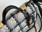 Chanel Small Flap Bag with top handle Cotton & Tweed , Beige & Black Size 20x17x6 cm - 3