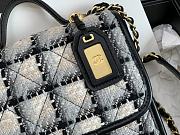 Chanel Small Flap Bag with top handle Cotton & Tweed , Beige & Black Size 20x17x6 cm - 5