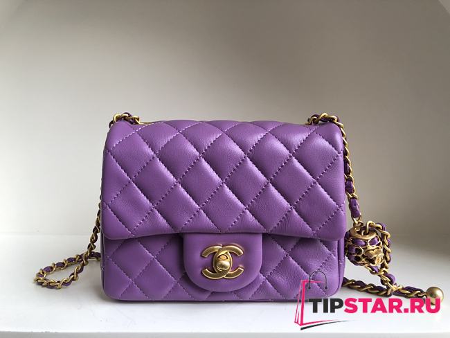 Chanel AS1786 Mini Flap Bag Purplel Classic Size 18x13x7 cm - 1