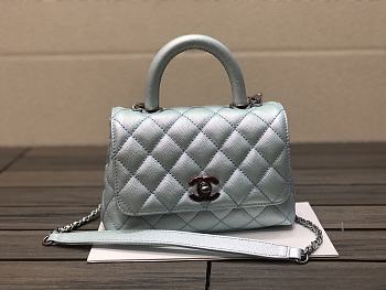 Chanel Coco handle Flap In Light blue Size 19 cm