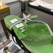 Chanel Cc Star Crystals Mule Sandals Green Calf leather - 2