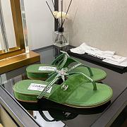 Chanel Cc Star Crystals Mule Sandals Green Calf leather - 3