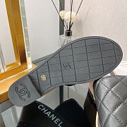 Chanel Women's Open Toe Platform Sandals Quilted Leather and Wood Black - 4