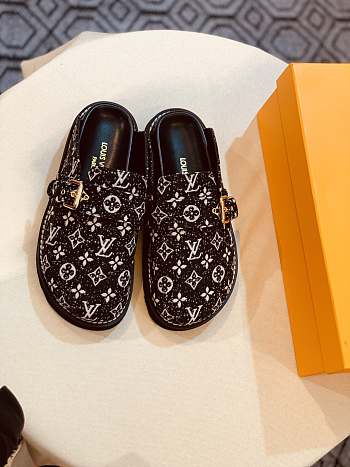 Louis Vuitton Sandal Cosy flat comfort Monogram denim Black
