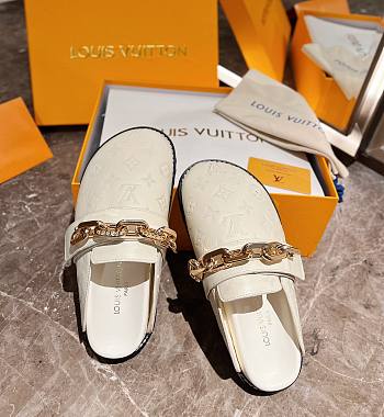 Louis Vuitton Sandal Cosy flat comfort Clog White Patent Monogram canvas