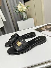 Louis Vuitton Lock It Flat Mule Black Patent  - 2