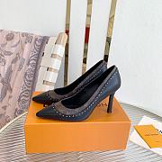 Louis Vuitton Signature pump Black Calf leather and patent Monogram canvas heel 7.5 cm - 1