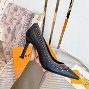 Louis Vuitton Signature pump Black Calf leather and patent Monogram canvas heel 7.5 cm - 5